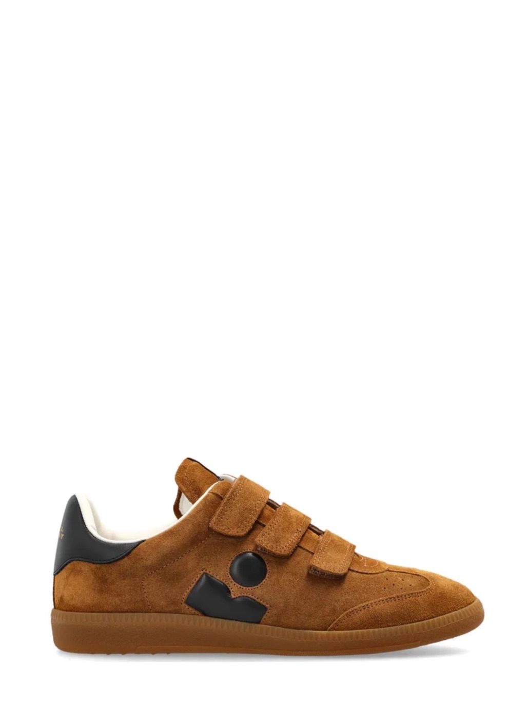 Isabel Marant Suede Velcro Sneaker In Cognac With Black Accents